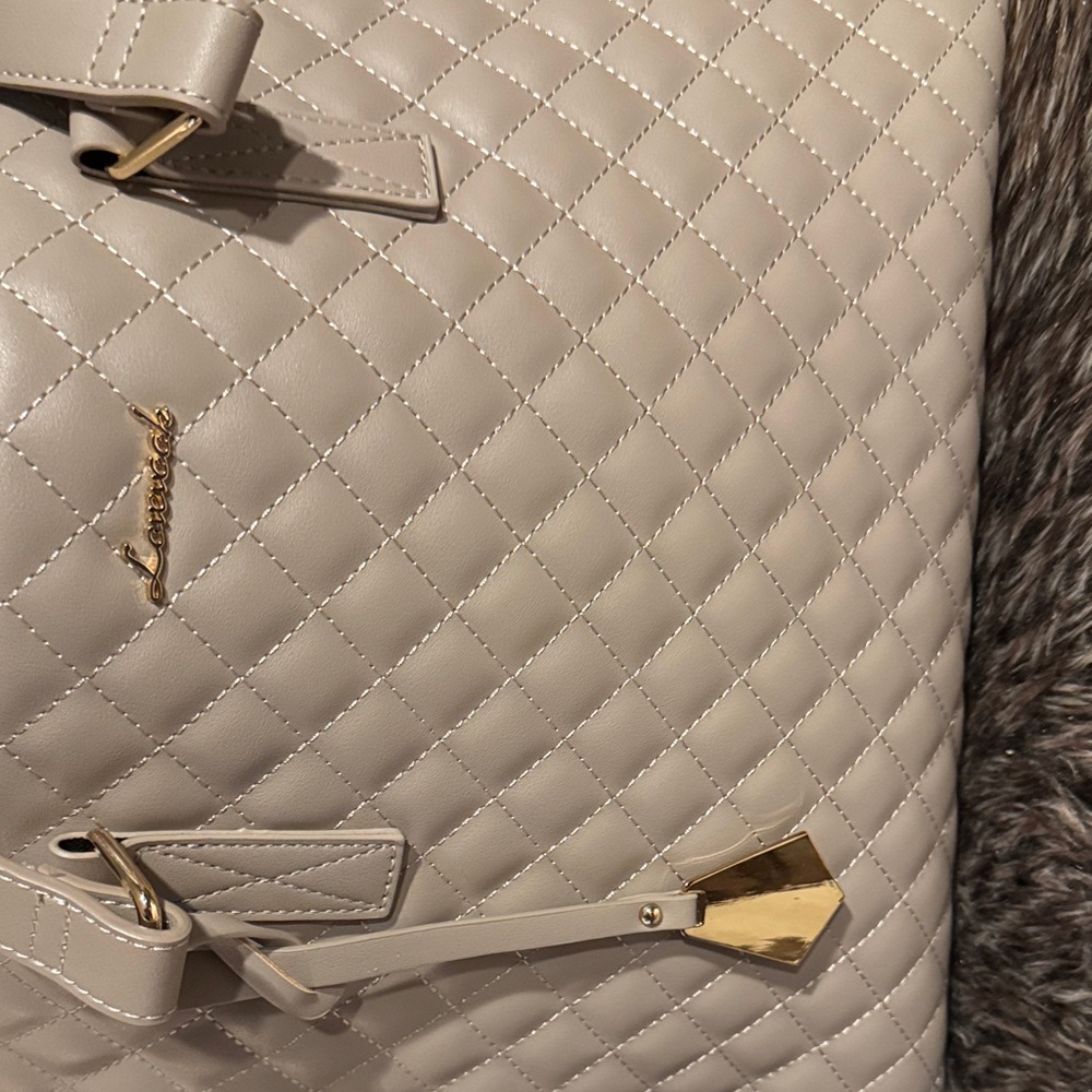 Taupe Quilted Leather Backpack